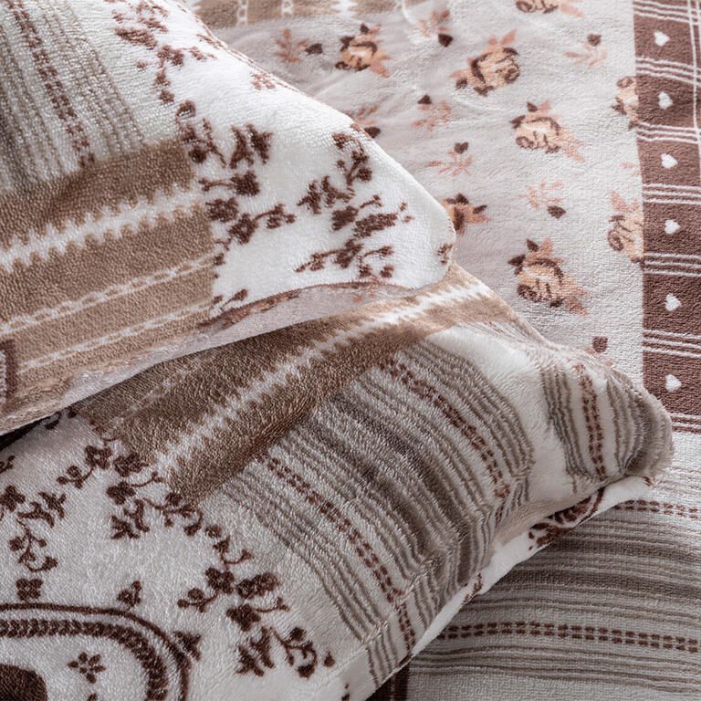 Pościel z mikropluszu PATCHWORK beżowa - galeria #2
