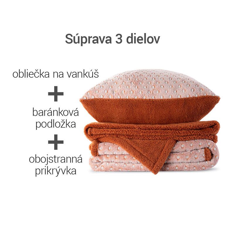 Beránková souprava POLKA karamelová 3 ks - galerie #1