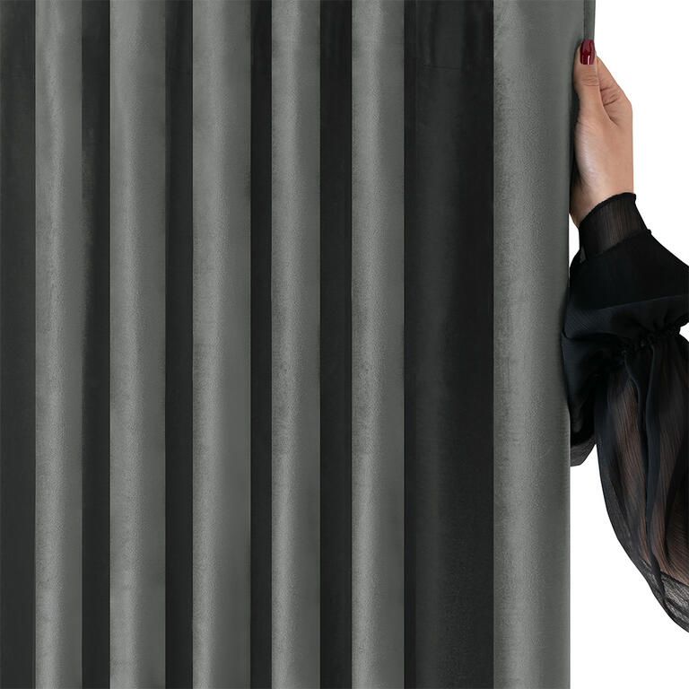 Sametový závěs FILUMI tmavě šedý 140 x 250 cm - galerie #2