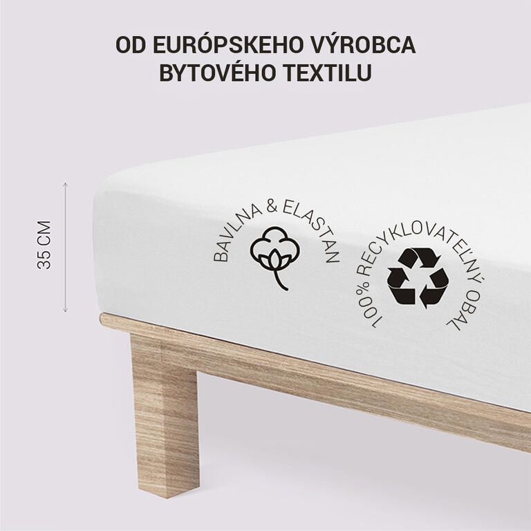 Cearșaf elastic jersey cu elastan alb - galerie #2