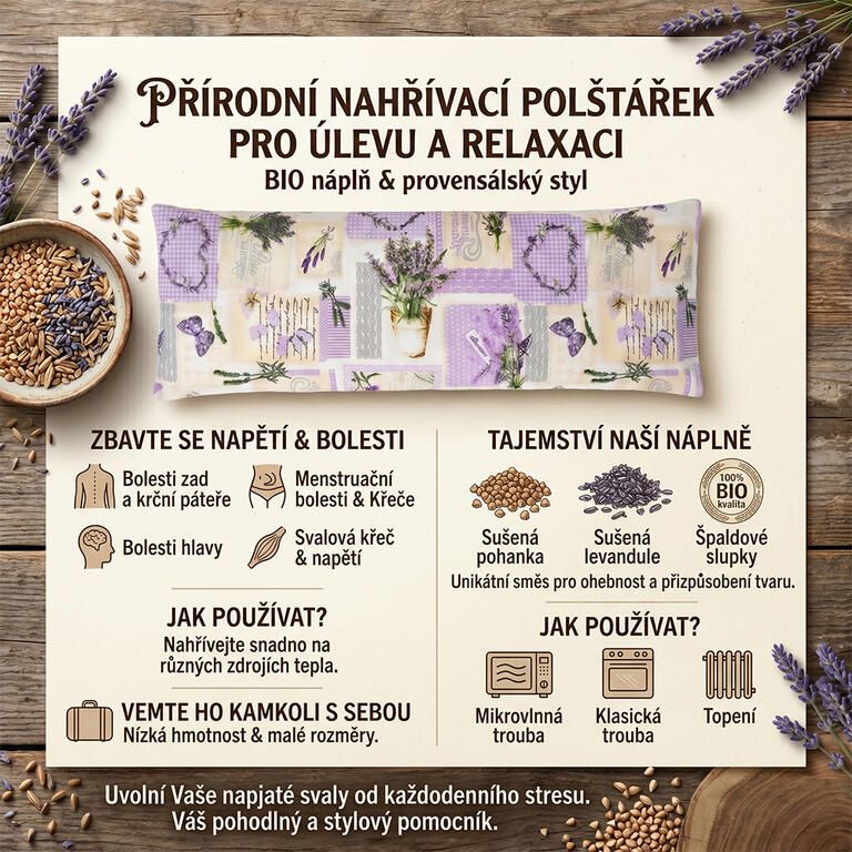 Nahřívací polštářek LEVANDULE 50 x 16 cm - galerie #4