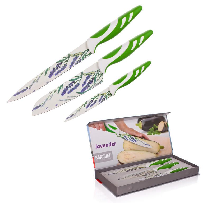 Nože s nepřilnavým povrchem LAVENDER Green 3 ks, BANQUET