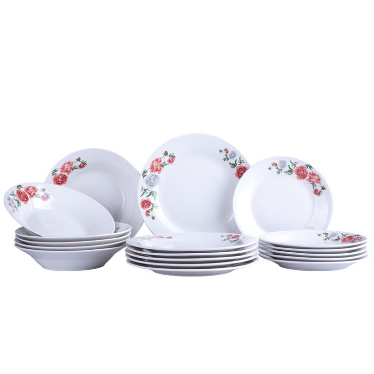Porcelánová sada talířů PEONIA ROSE 18 ks