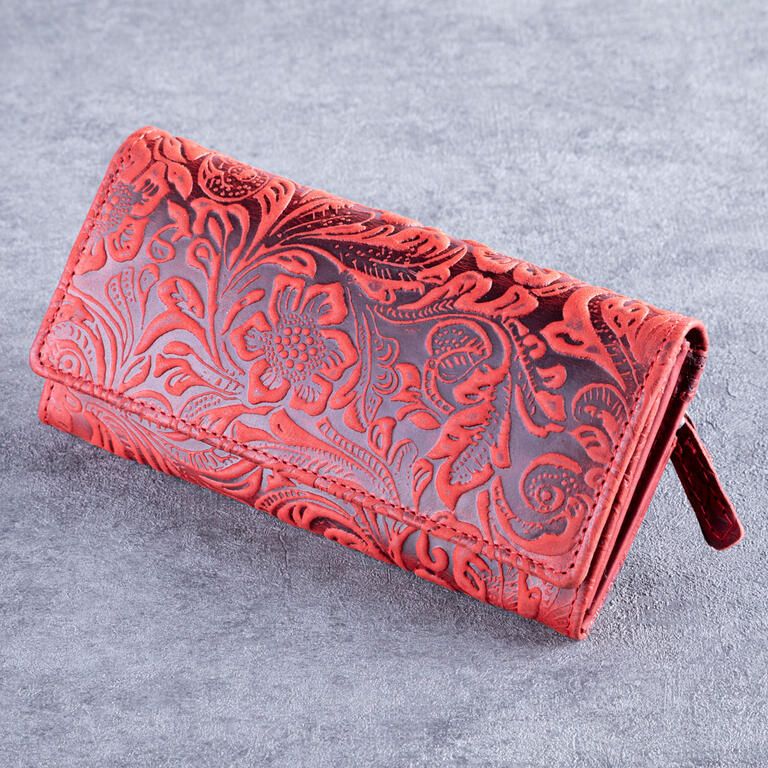 Dámská kožená peněženka červená