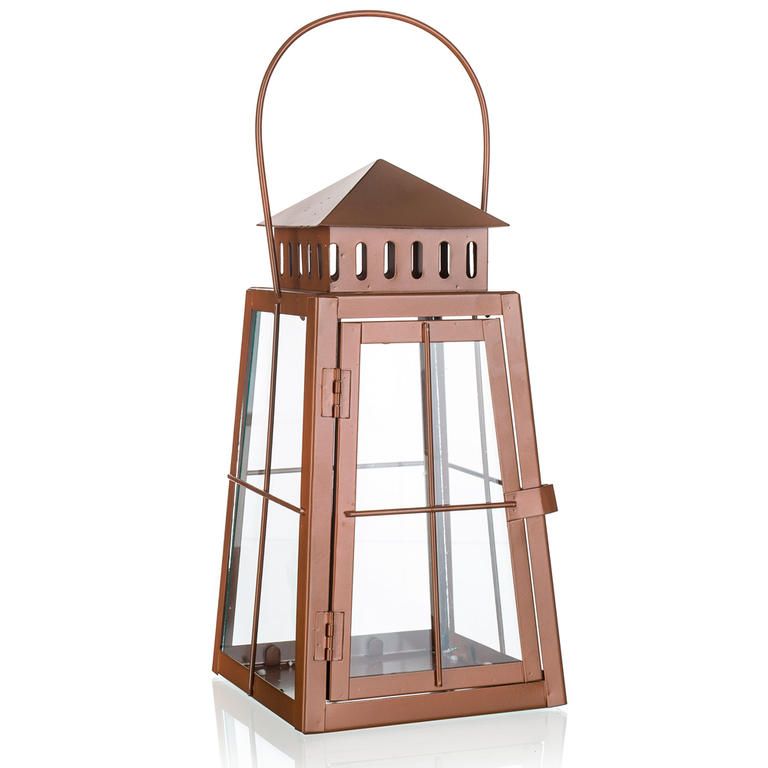 Plechový lampáš hnedá 29 cm