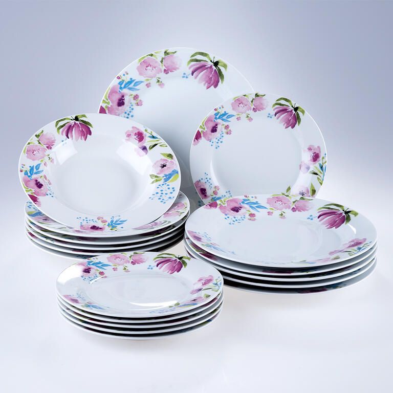 Banquet Porcelánová sada tanierov PINK FLOWERS 18 ks