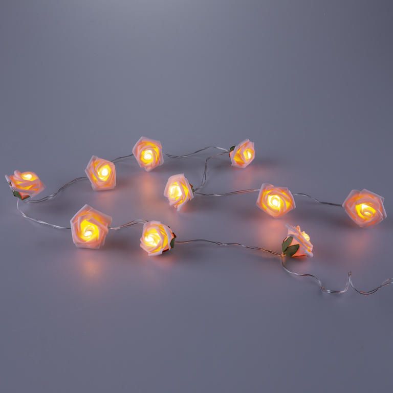 Světelný LED řetěz s růžemi 140 cm