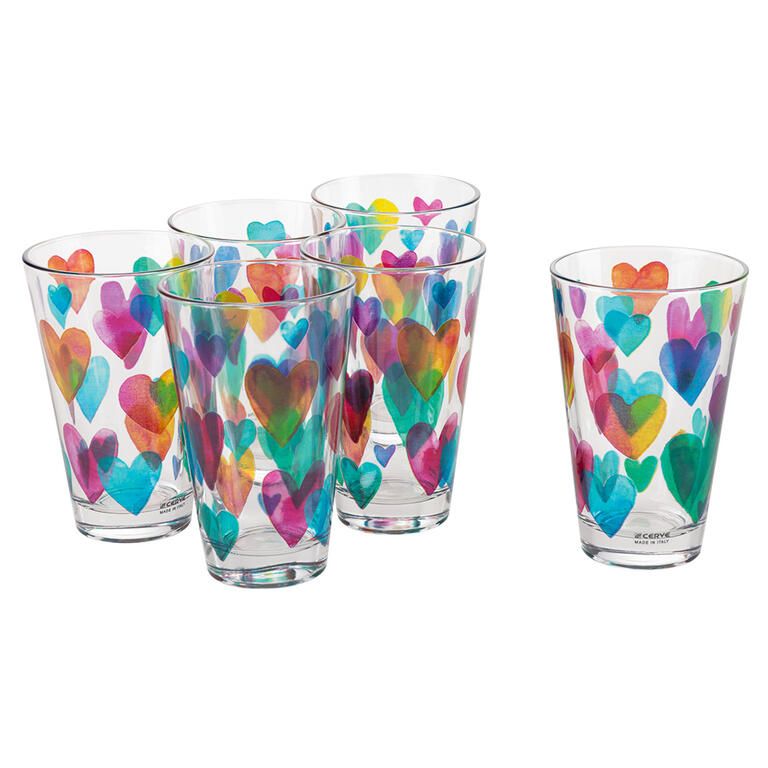 Sada sklenic LOVE RAINBOW  310 ml 6 ks