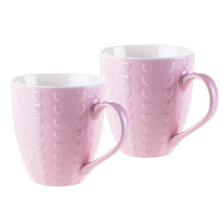 Sada hrnků SRDÍČKA růžová 500 ml 2 ks