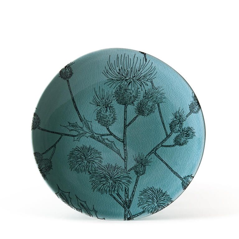 Keramický dezertní talíř FLORA 21 cm modrozelená