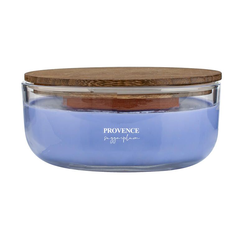 Świeca zapachowa WOODEN z drewnianym knotem, Cukrowa śliwka 240 g