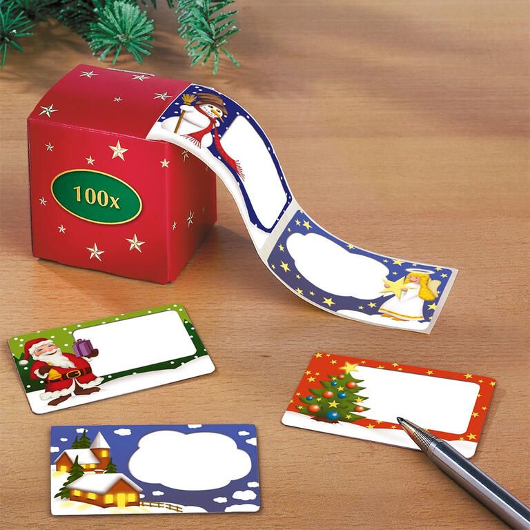 Samoprzylepne naklejki świąteczne na prezenty 100 szt.