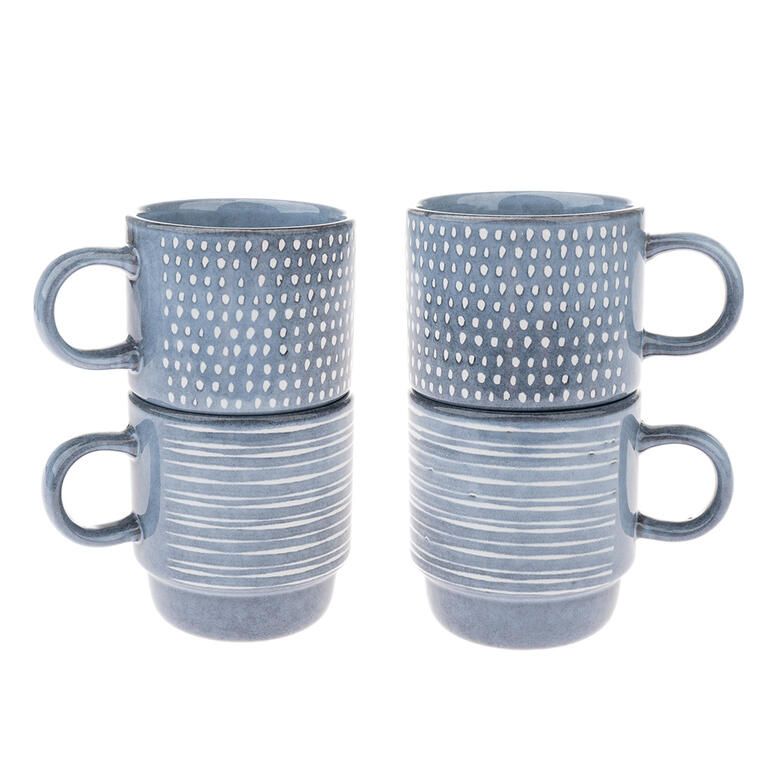 Sada 4 ks keramických hrnků SKY BLUE, 290 ml