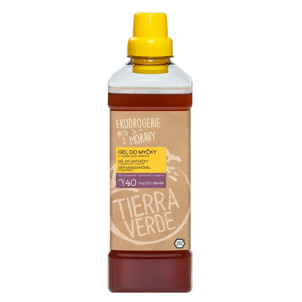 Gel do myčky na nádobí z mýdlových ořechů s BIO pomerančovou silicí, 1 l