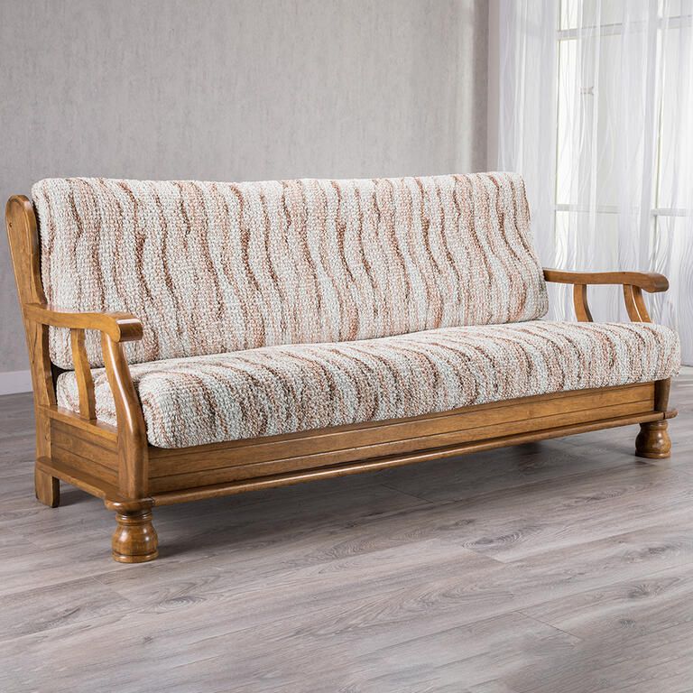trojkřeslo s dřevěnými rukojeťmi (š. 150 - 200 cm)