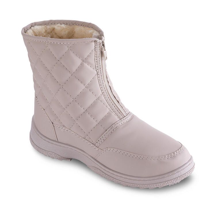 Beżowe pikowane buty zimowe damskie