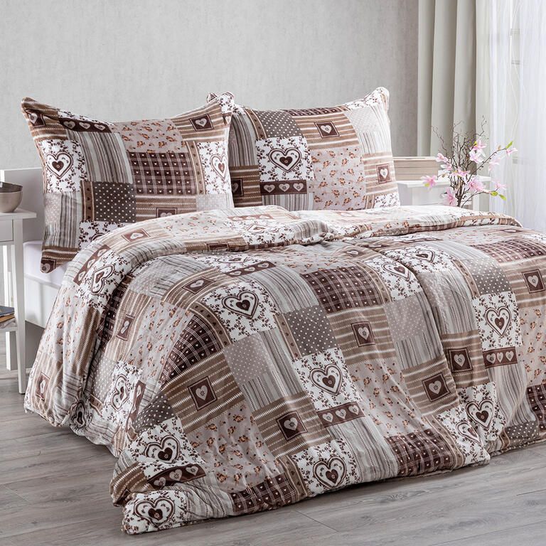Pościel z mikropluszu PATCHWORK beżowa