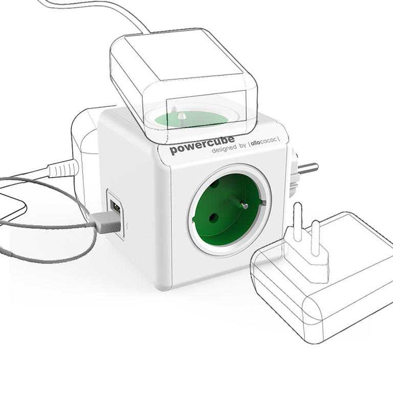 Rozbočovač PowerCube Extended USB zelený - galéria #1