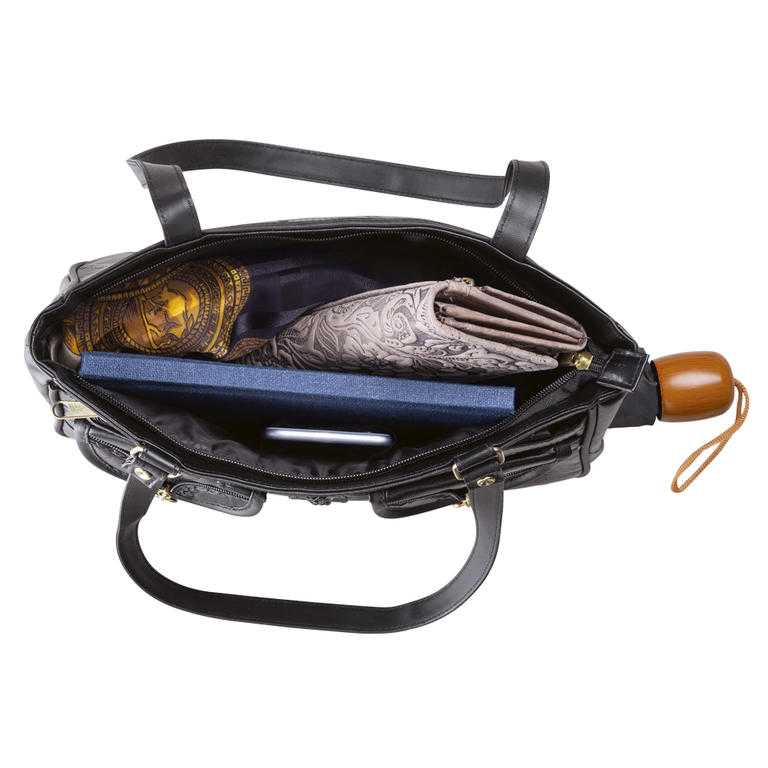Geantă de damă din piele cu buzunar pentru umbrelă - galerie #1