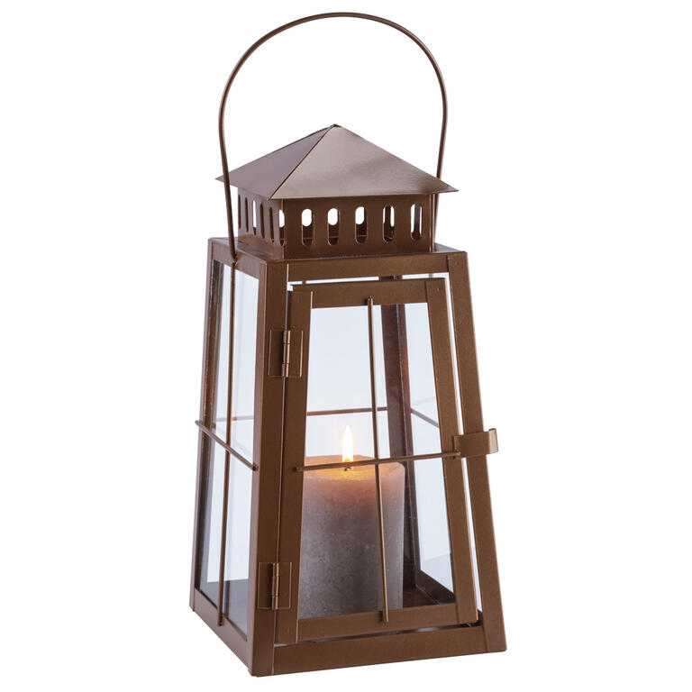 Plechový lampáš hnedá 29 cm - galéria #1