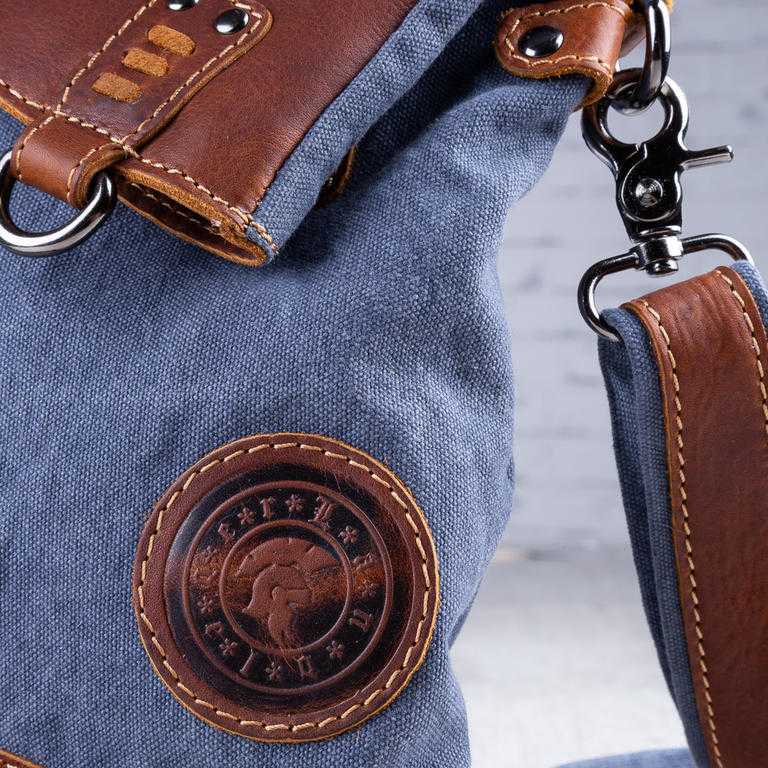 Kabelka kůže-jeans univerzální modro-hnědá - galerie #1