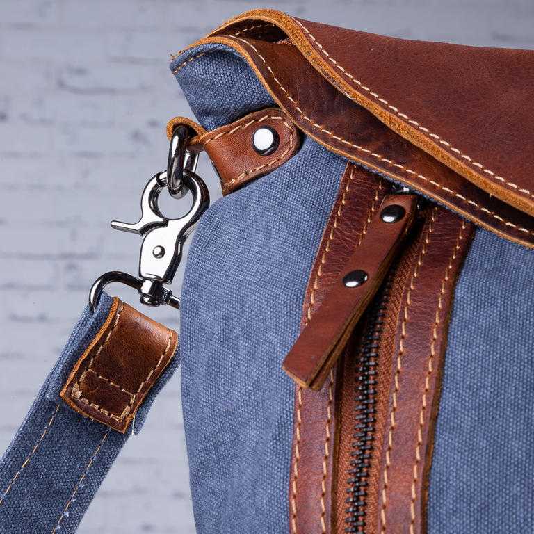 Kabelka kůže-jeans univerzální modro-hnědá - galerie #5