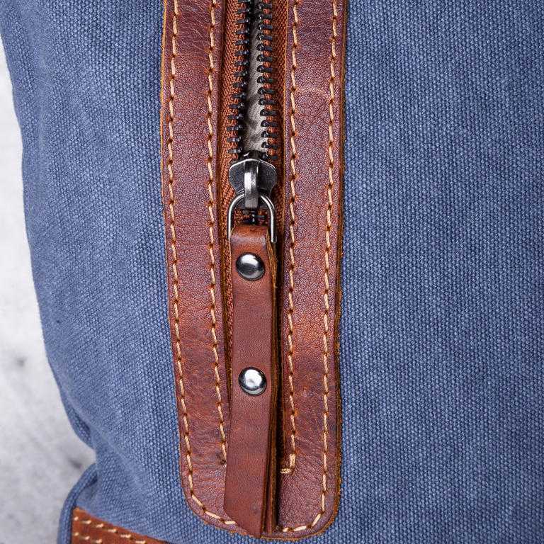 Kabelka kůže-jeans univerzální modro-hnědá - galerie #6