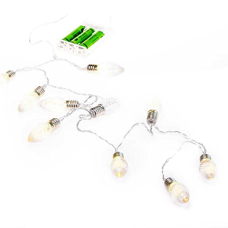 Světelný řetěz s podlouhlými žárovkami s reliéfem, 10 LED - galerie #2
