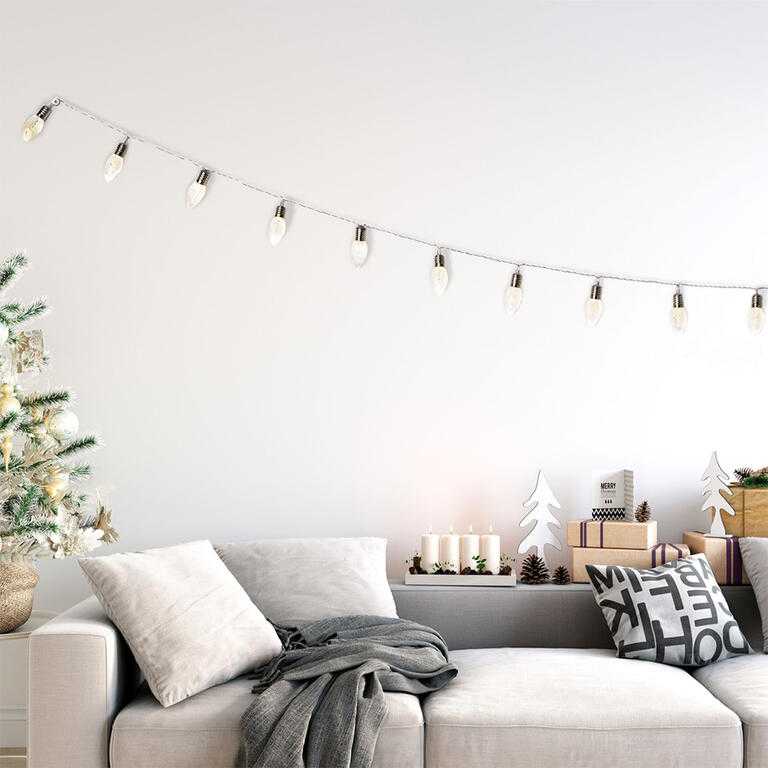 Světelný řetěz s podlouhlými žárovkami s reliéfem, 10 LED - galerie #1