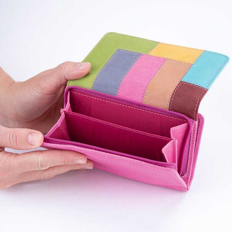 Portofel de damă din piele PATCHWORK COLORAT - galerie #1