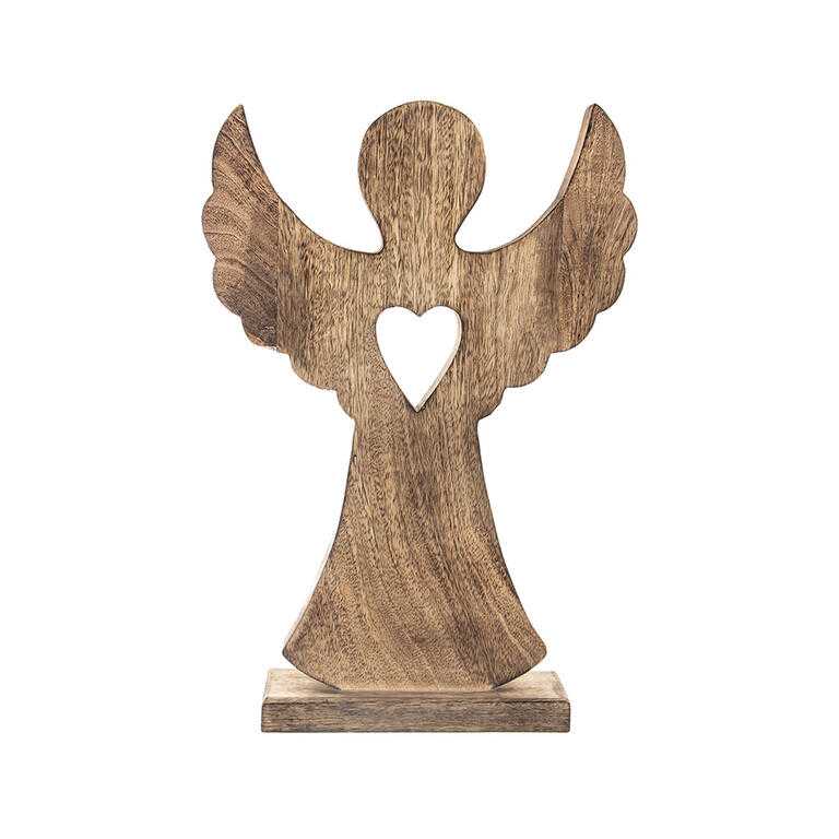 Drevený anjel MANGO SRDCE, 36,5 cm - galéria #2