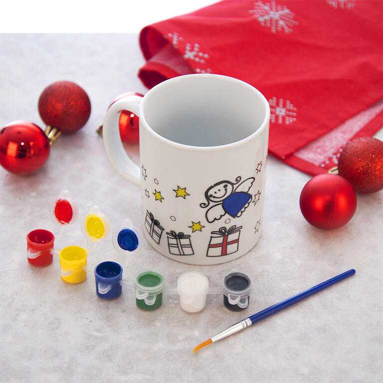 Porcelánový hrnek STROMEK s barvami a štětcem, 380 ml - galerie #1