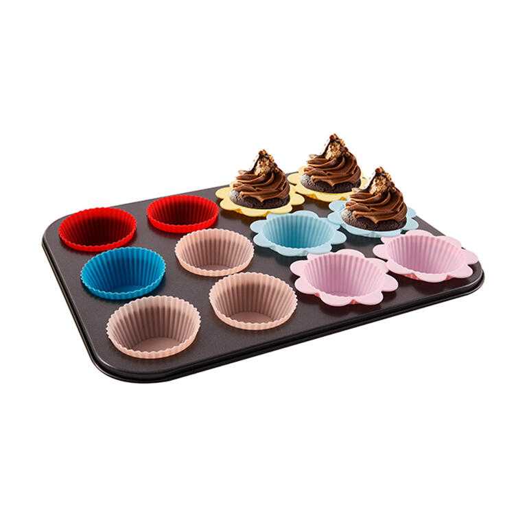 Metalowa forma do muffinek z silikonowymi foremkami 12 szt.