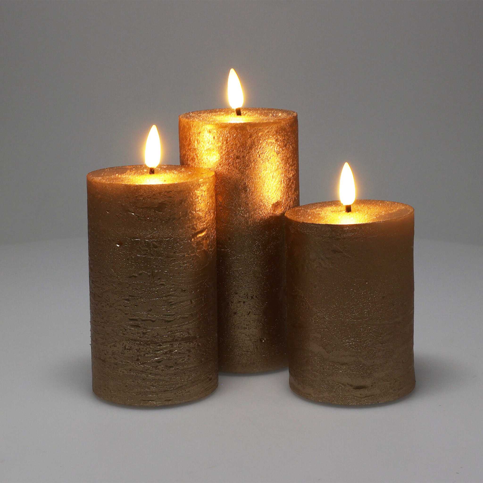 Sada LED svíček 3 ks, zlatá