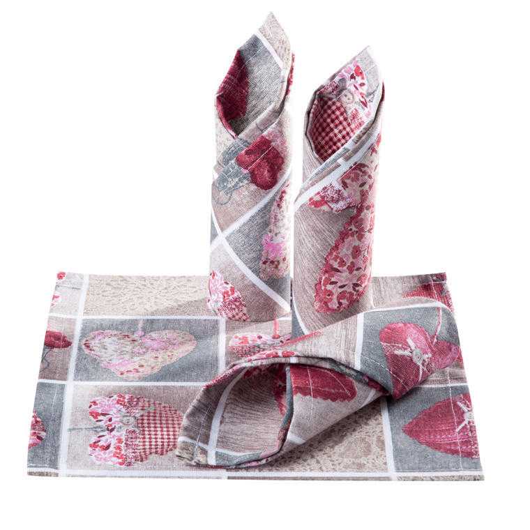 Prostírky patchwork Srdce červené 4 ks - galerie #1