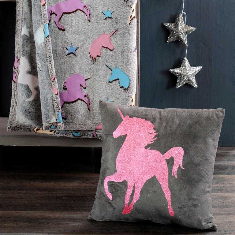 Svítící deka z mikrovlákna  FILANTE-LICORNE jednorožec 130 x 160 cm - galerie #1