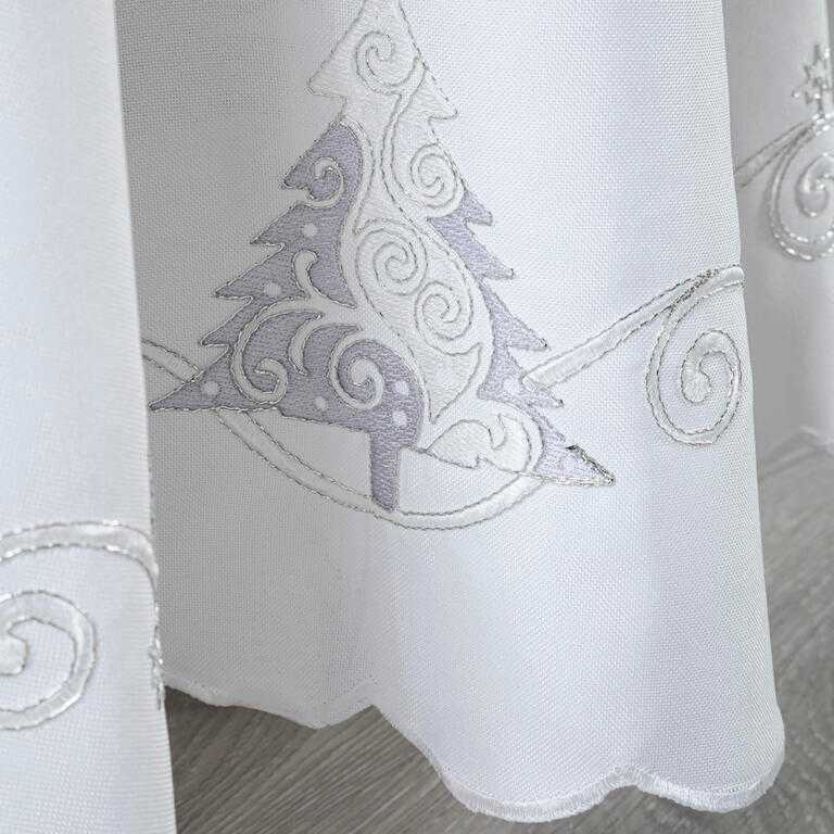 Vánoční kulatý ubrus Bílý stromeček  pr. 150 cm - galerie #1