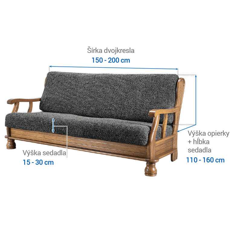 trojkreslo s drevenými rúčkami (š. 150 - 200 cm) - galéria #5