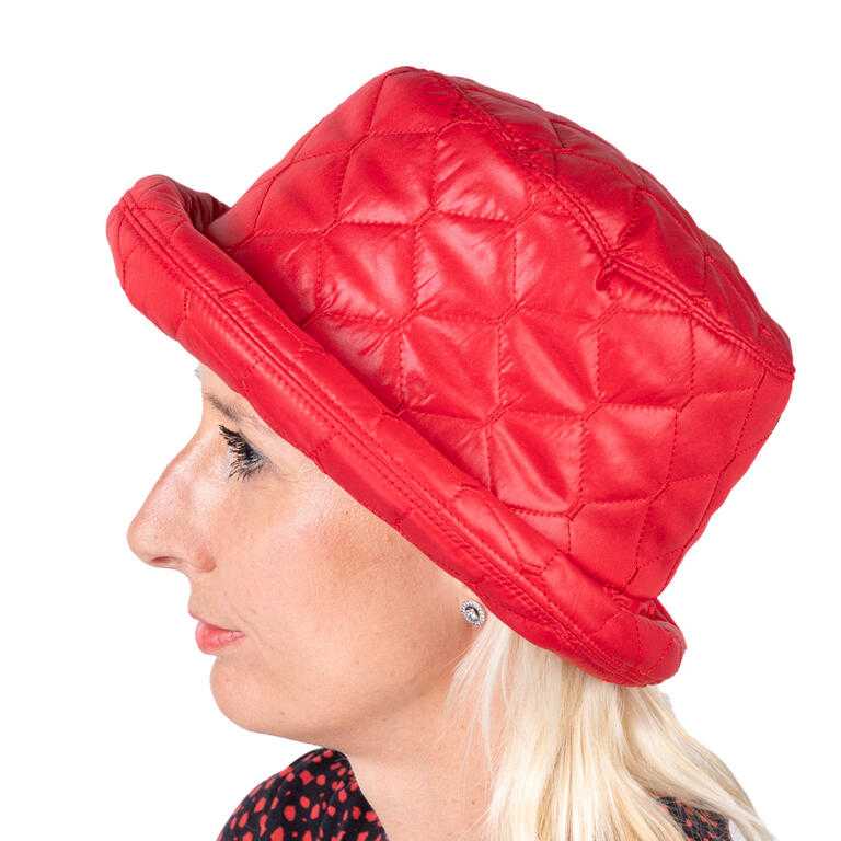 Prošívaný dámský nepromokavý klobouk červený - galerie #1