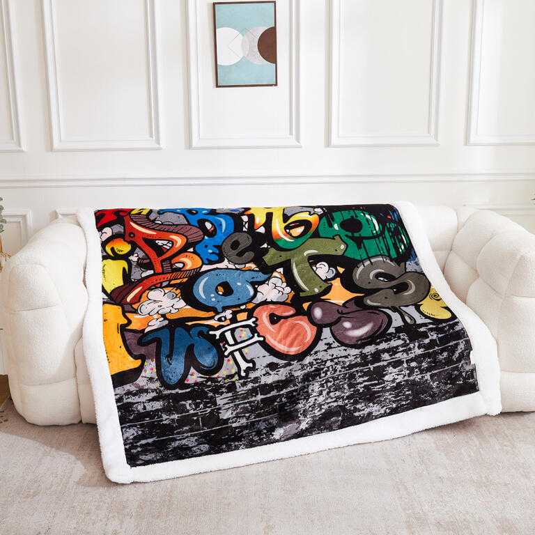 Beránková deka GRAFITTI 150 x 200 cm - galerie #1