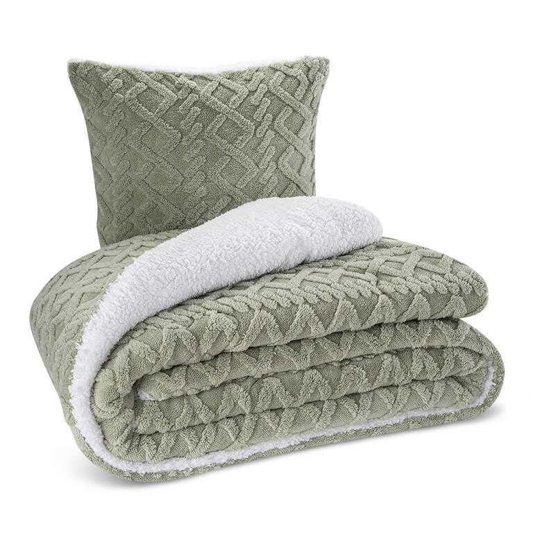 Set matlasat cu blăniţă INVERNO verde - galerie #1