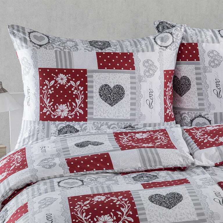 Ložní povlečení z mikrovlákna PATCHWORK SRDCE - galerie #1