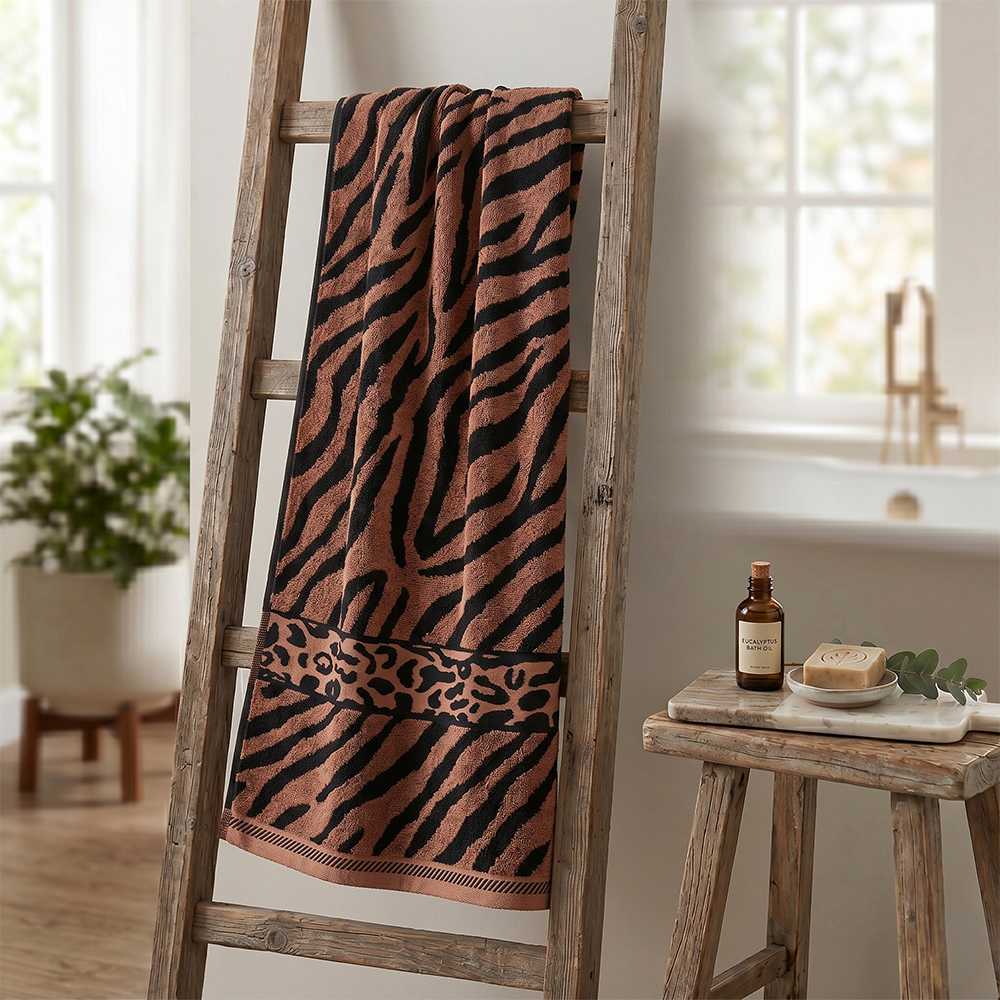 Sada 2 ks žakárových osušek ZEBRA hnědá 70 x 140 cm - galerie #3