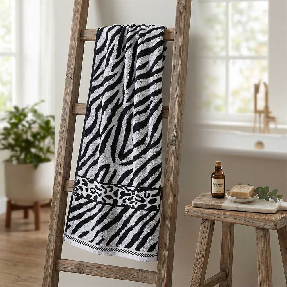 Sada 2 ks žakárových osušek ZEBRA šedá 70 x 140 cm - galerie #3