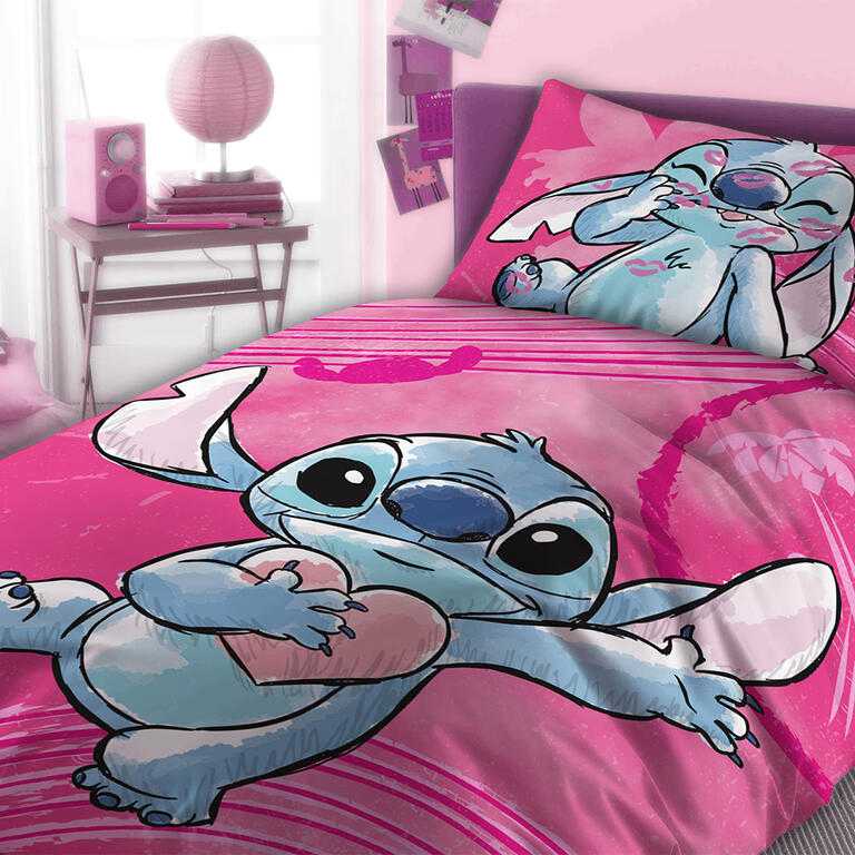 Bavlněné ložní povlečení Stitch růžový