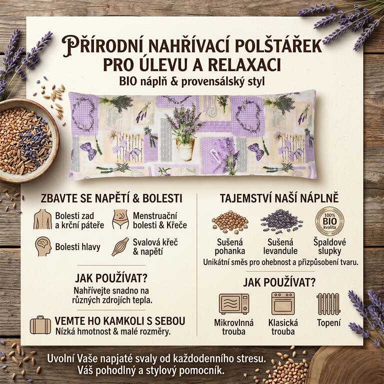 Nahřívací polštářek LEVANDULE 50 x 16 cm - galerie #4