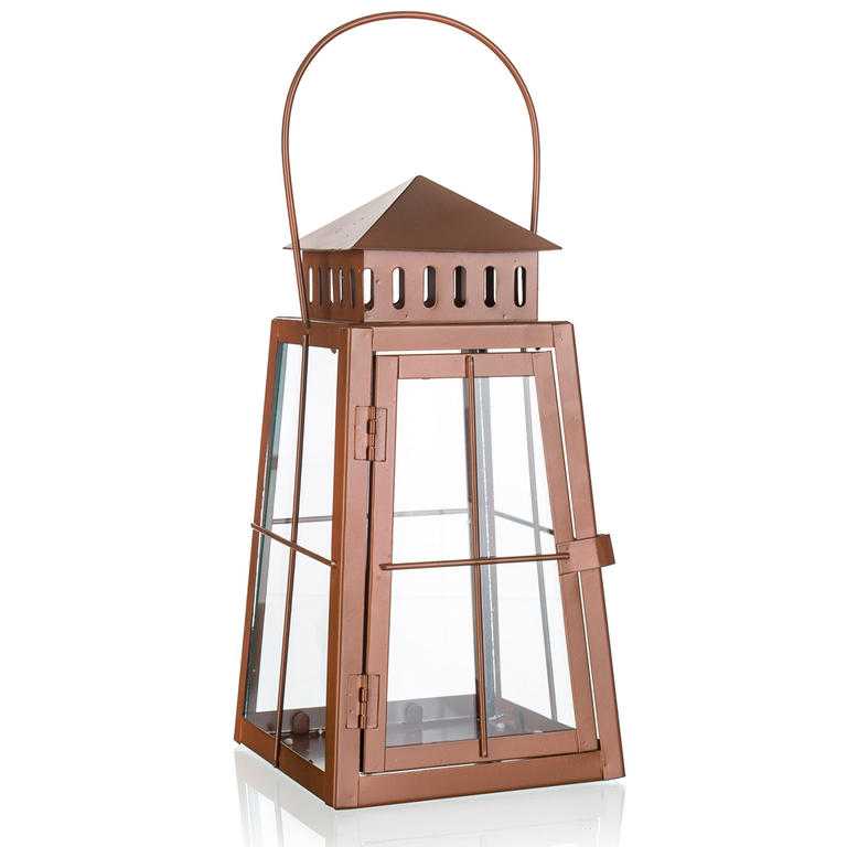 Plechový lampáš hnedá 29 cm