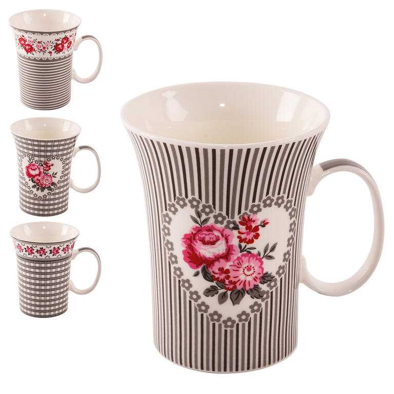 Kubki porcelanowe ROSE 360 ml 4 szt.