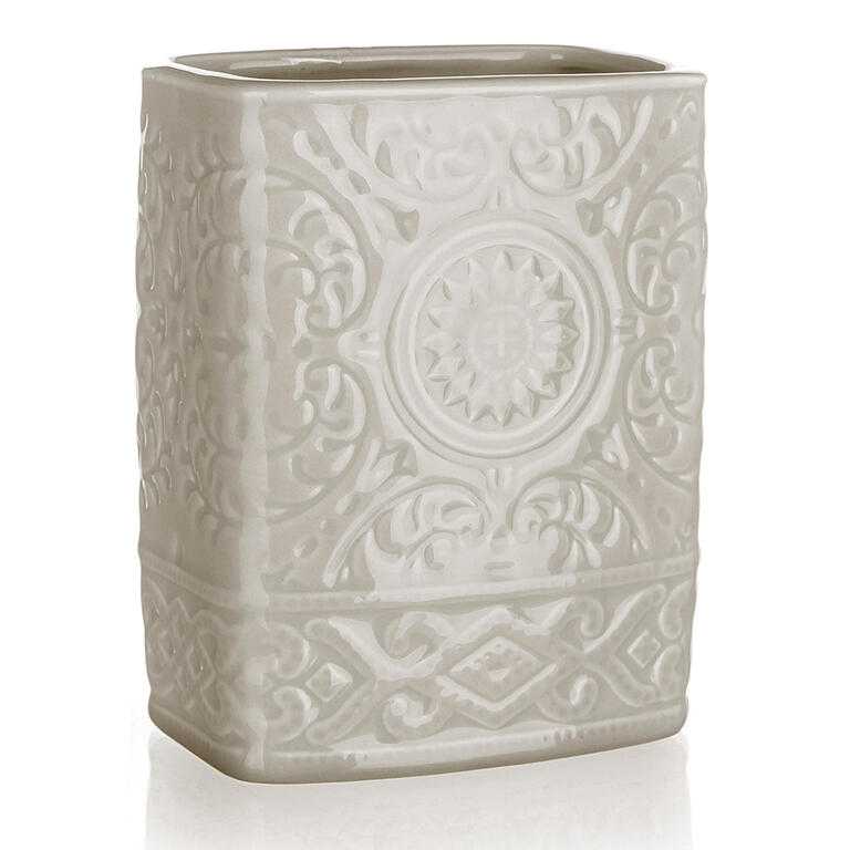 Ceramiczny pojemnik na szczoteczki do zębów szarobeżowy