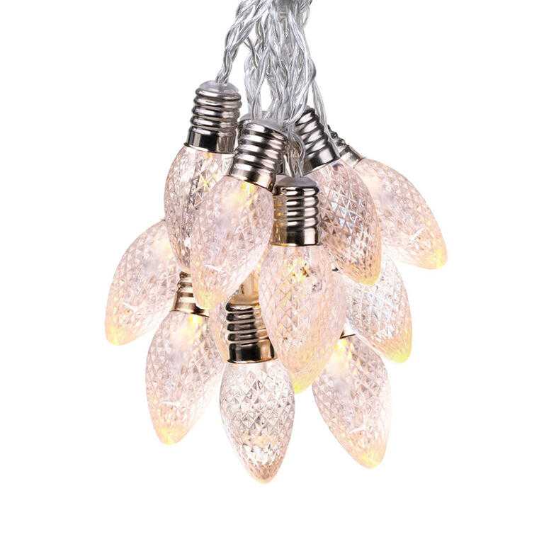 Světelný řetěz s podlouhlými žárovkami s reliéfem, 10 LED